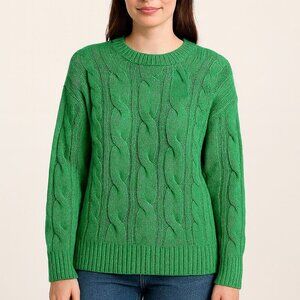 American Eagle Green Cable Knit Sweater Women’s Small NWT Cozy Textured Pullover